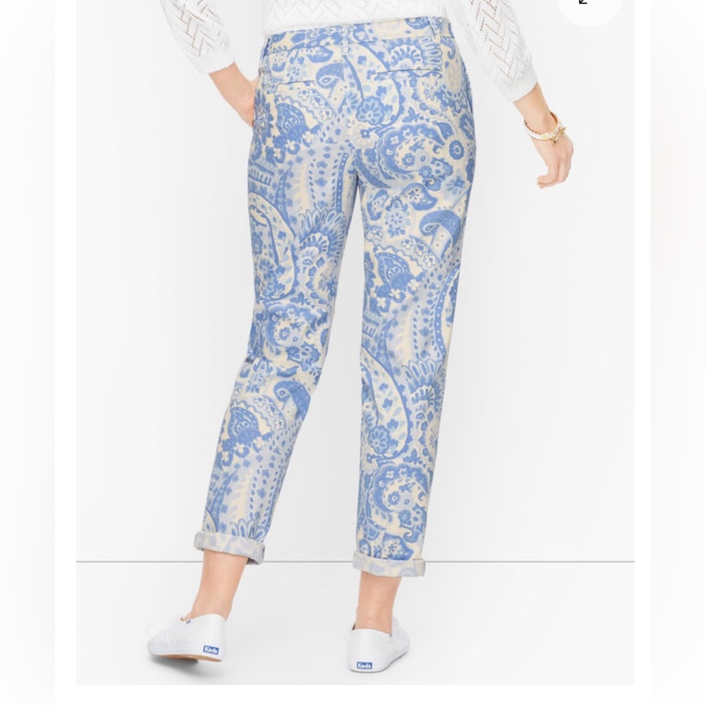 Talbots Relaxed Chino Below Waist Ankle Length Paisley Blue Paisley Size 2 NWT - Picture 9 of 9